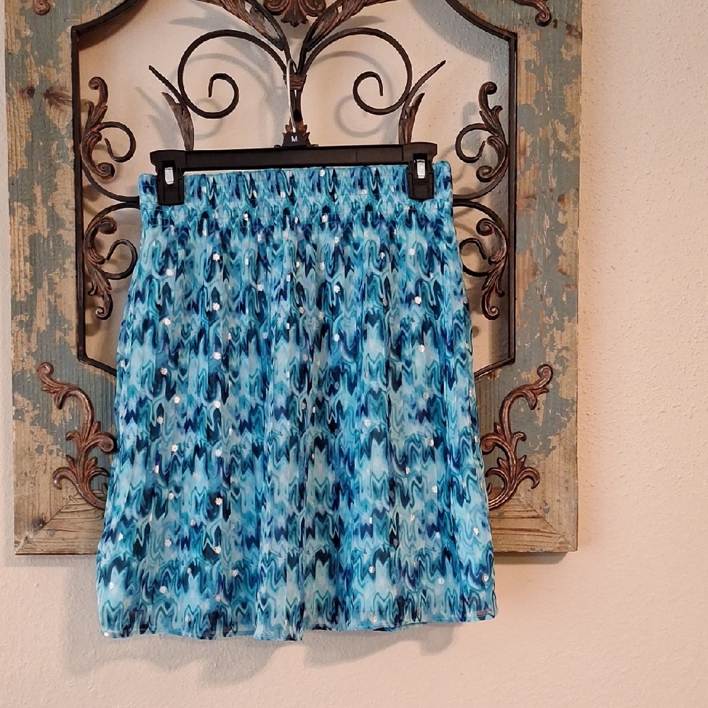 White House Black Market Blue Midi A-Line Skirt. Size XXS
